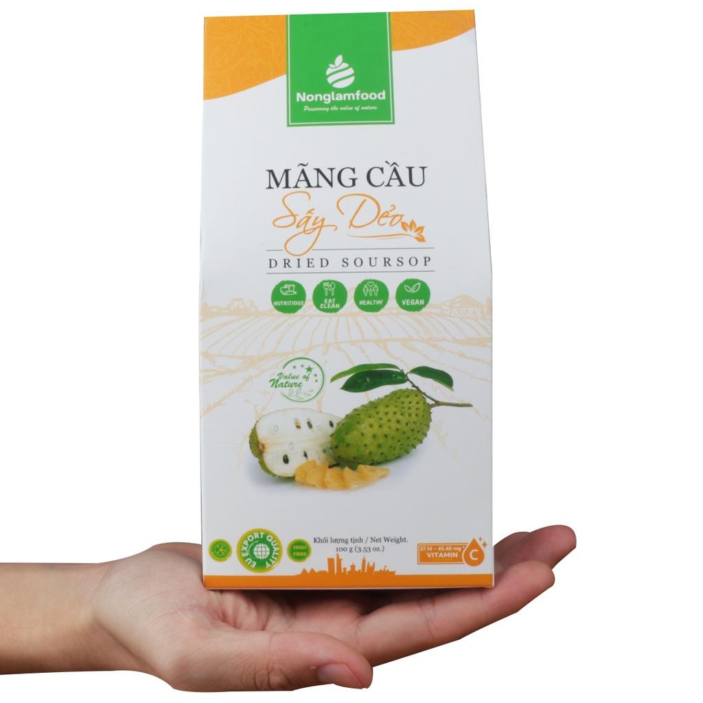 Mãng cầu sấy dẻo Nông Lâm Food hộp 100g,  snack healthy không béo cho người ăn kiêng,hỗ trợ giảm cân