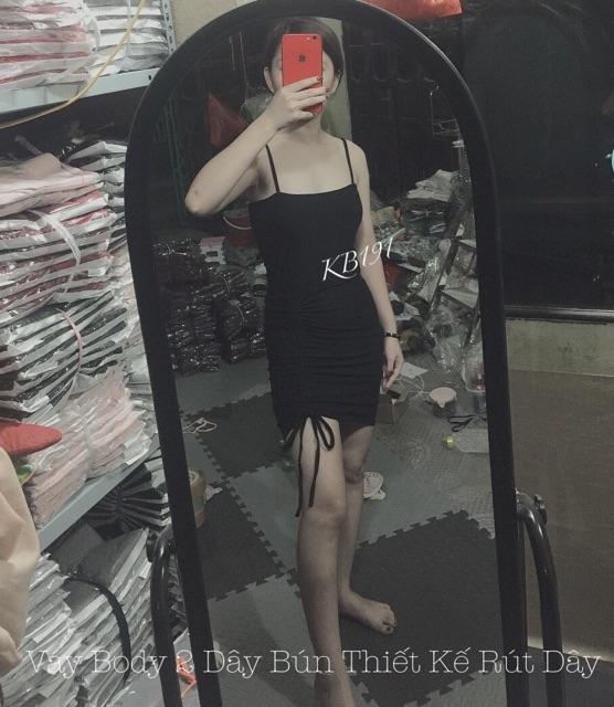 Váy Body 2 Dây Sợi Bún Thiết Kế Rút Dây Sexy