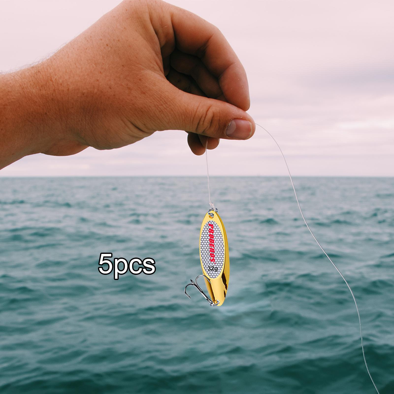 5x Fishing Spoons Lures Fishing Baits Saltwater with Hooks Bass Baits Fishing Lures for Salmon Bass Redfish Perch Fishing Accessories