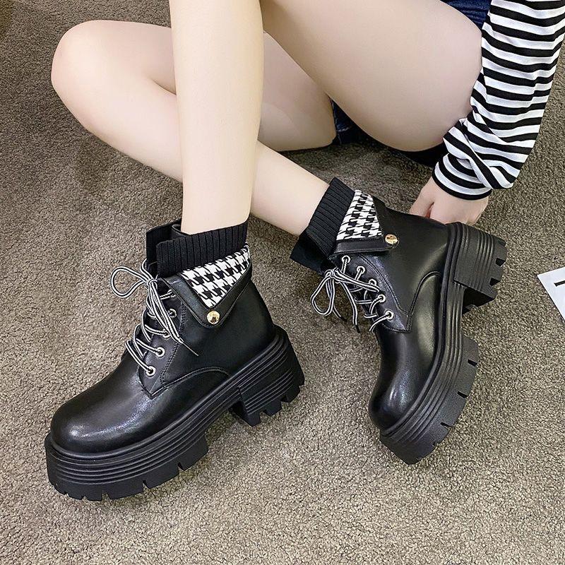 Giày Bốt Martin Cổ Thấp Đế Dày Thời Trang Xuân Thu 2022 Mới Cho Nữ