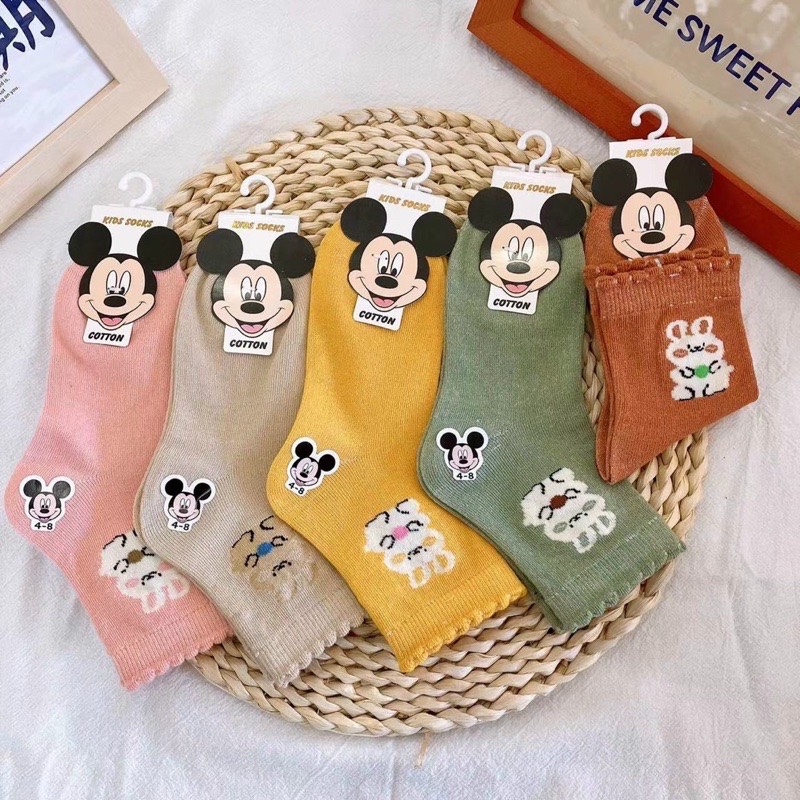 Tất hình thú gấu cao cổ tem micky