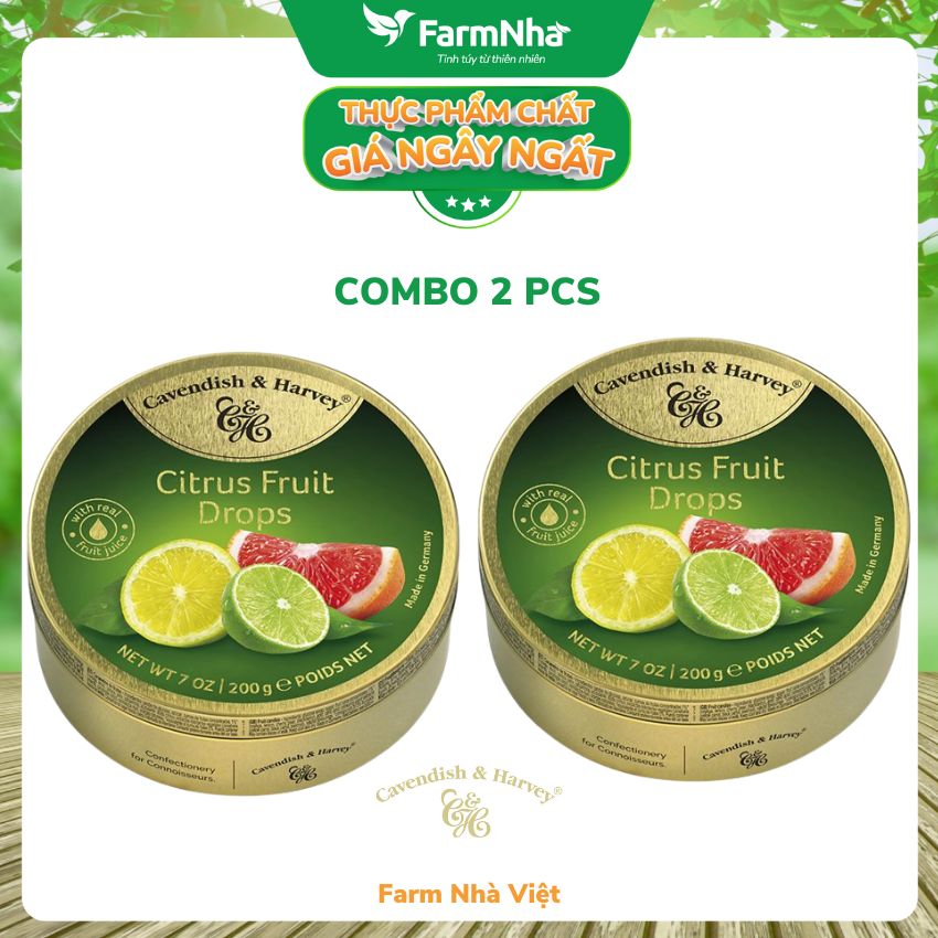 (Combo 2 hộp) Kẹo trái cây Cavendish &amp; Harvey Vị Citrus 200g - Sản phẩm nhập khẩu từ Đức