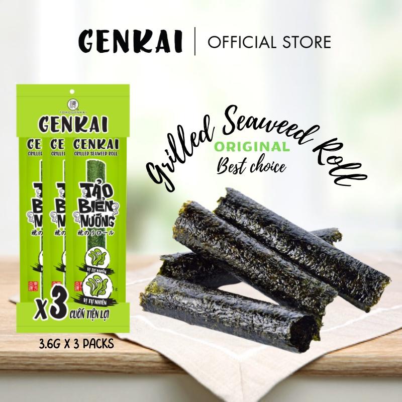 Snack Tảo Biển Nướng Cuộn GENKAI Vị Tự nhiên 10.8g  (3.6g x 3 gói)