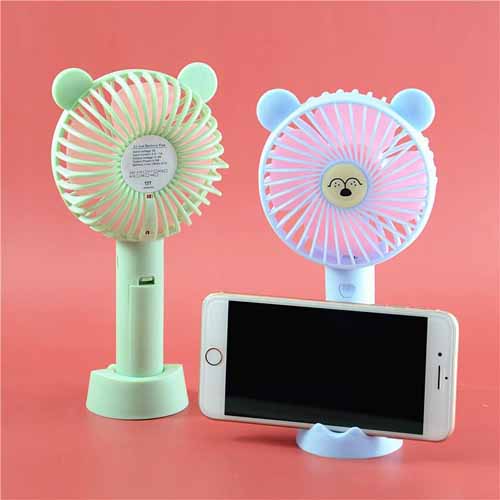 QUẠT MINI CẦM TAY SẠC PIN CÓ KỆ ĐỂ ĐIỆN THOẠI GIAO MÀU NGẪU NHIÊN