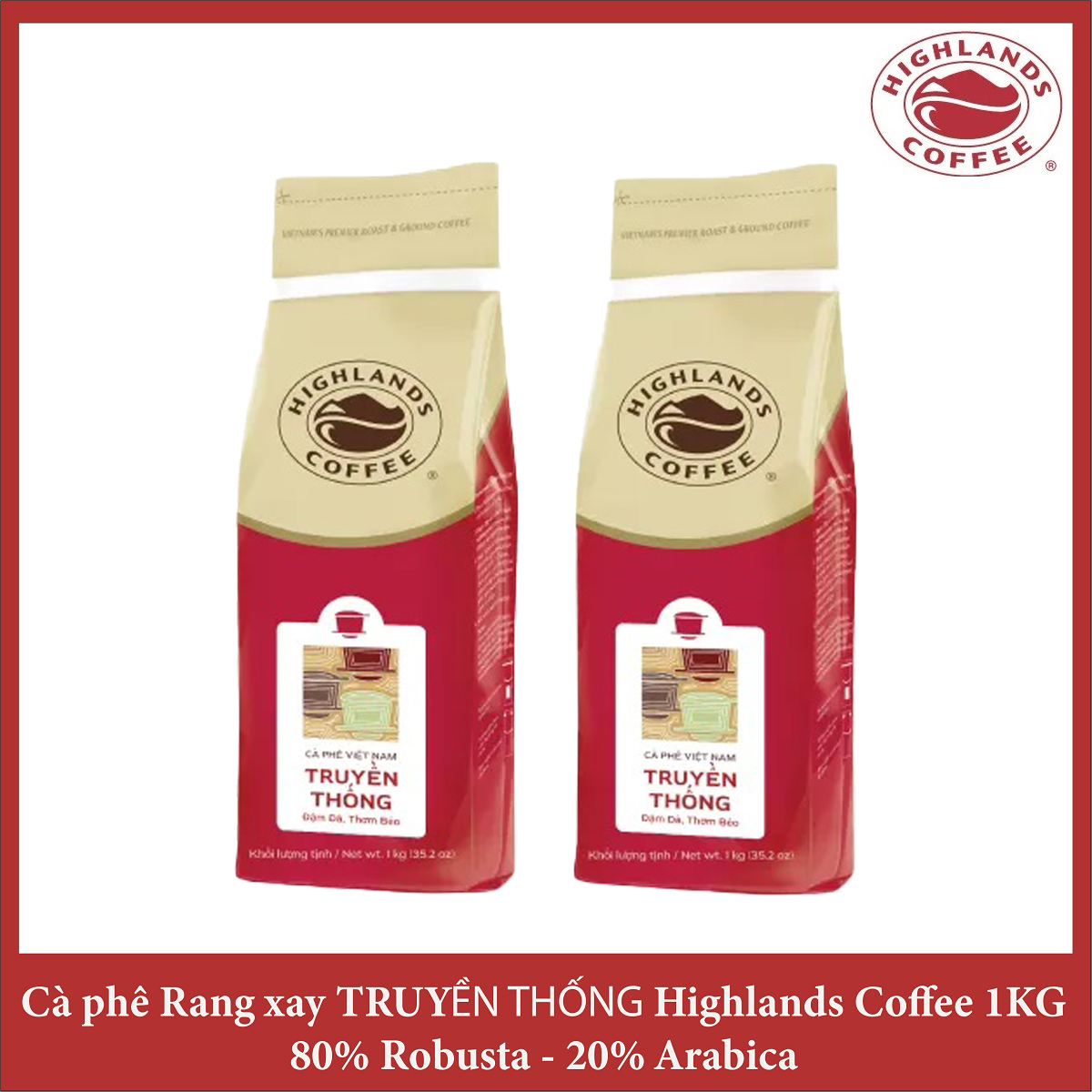Thùng 15 KG Cà phê bột Truyền thống Highlands Coffee 1kg
