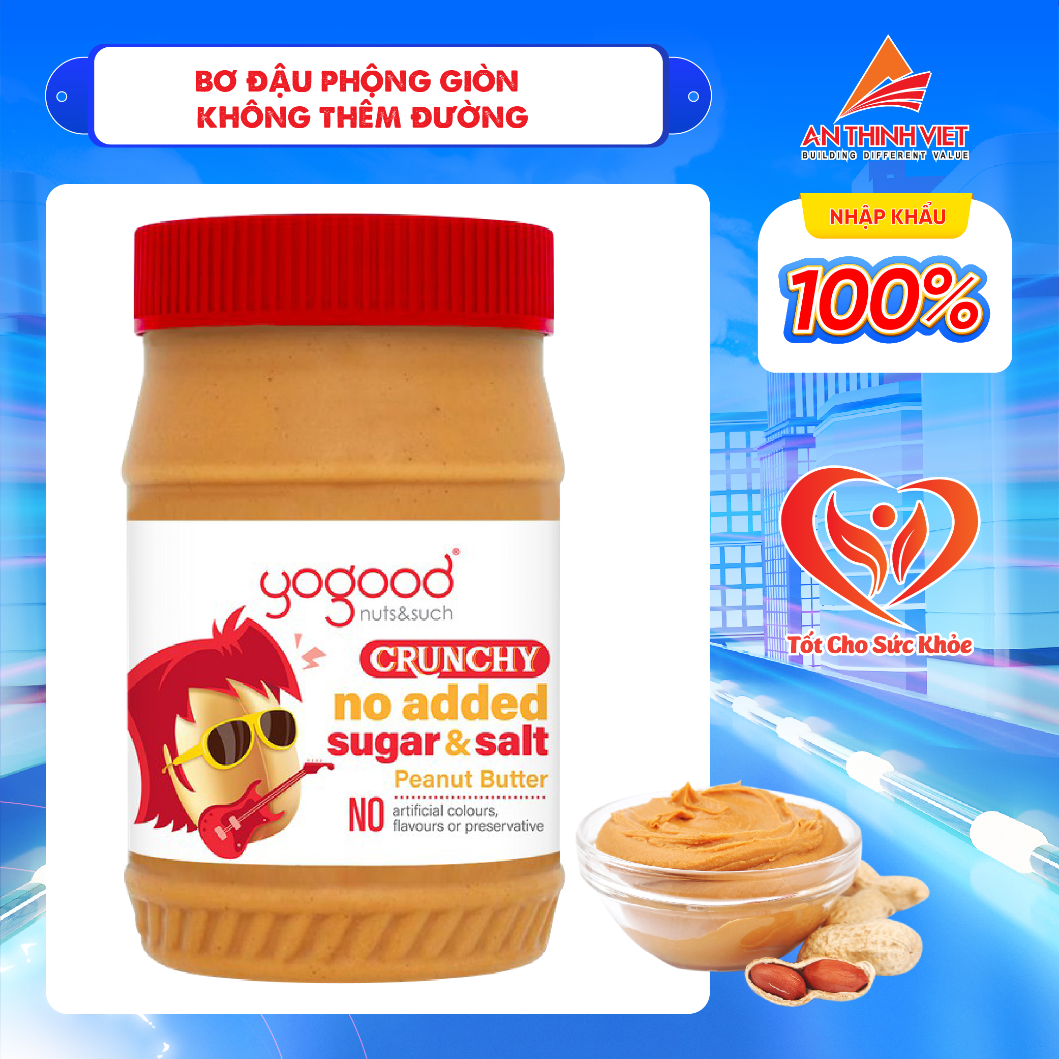 Bơ Đậu Phộng Không Đường, Không Muối Yogood hũ 453g