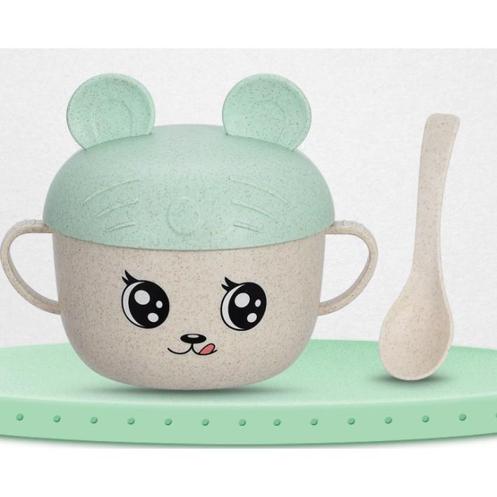 Bát Ăn DẶm Lúa Mạch Kèm Thìa Hình Tai Thỏ Ngộ Ngĩnh Giúp Bé Ăn Ngon Miệng