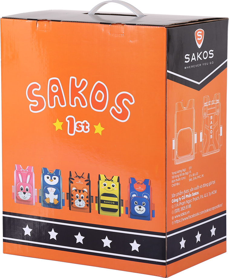Balo Học Sinh Thời Trang SAKOS LIGHTLY - Họa Tiết Dễ Thương, Siêu Nhẹ, Chống Gù, Bảo Vệ Đôi Vai Và Cột Sống Của Trẻ