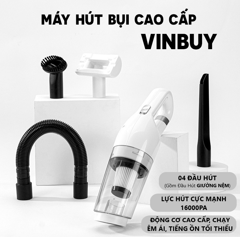 Hình ảnh Máy Hút Bụi Cầm Tay Không Dây VinBuy Lực Hút Mạnh Mẽ 16000PA Chức Năng Hút Bụi Khô Và Ướt - Máy Hút Bụi Ô Tô, Máy Hút Bụi Gia Đình - Hàng Chính Hãng