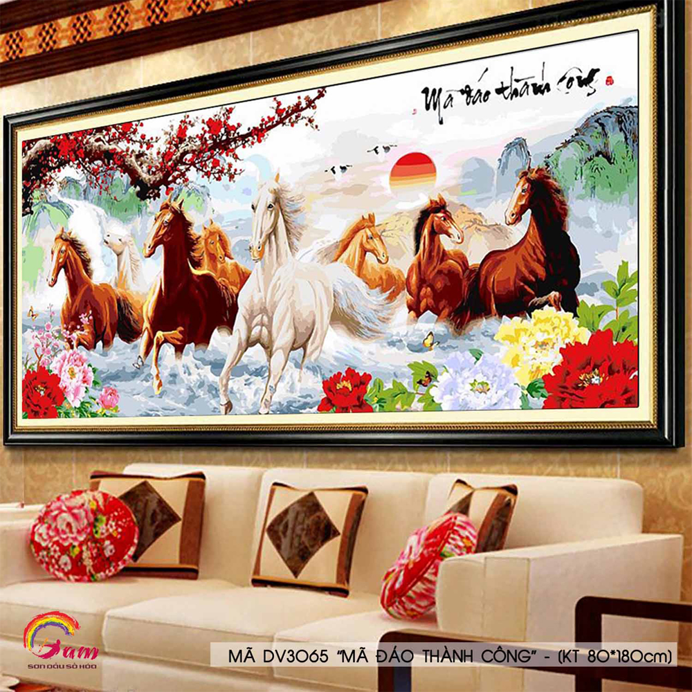 Hình ảnh Tranh sơn dầu số hóa tự tô màu Gam DV3065 80x180cm không khung