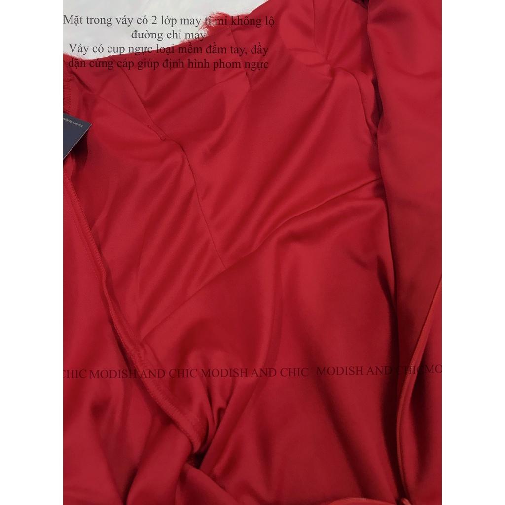 Váy Nhung đỏ body lông V066 - MC phân phối chính thức