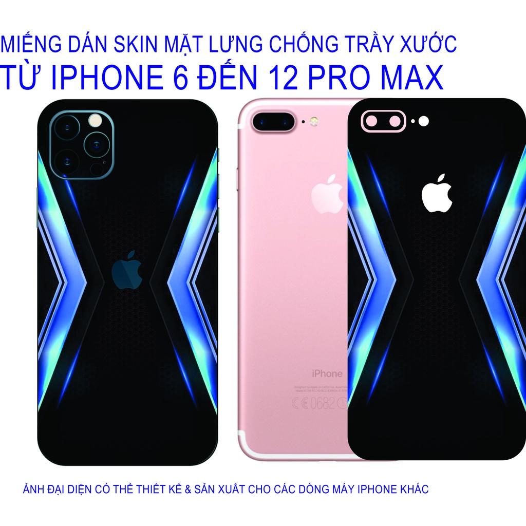 Miếng Dán Skin mặt lưng dành cho iphone 6 đến 12 pro max chống trầy xước, hình ảnh 3D