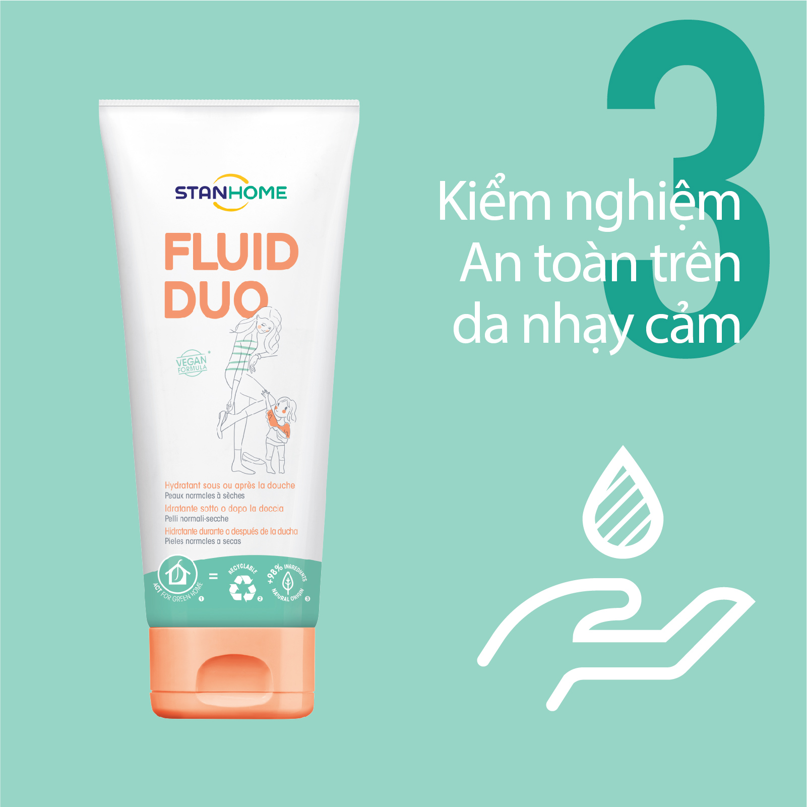 Kem dưỡng ẩm cho da khô, da nhạy cảm Stanhome FLuid Duo 250ml/tuýp