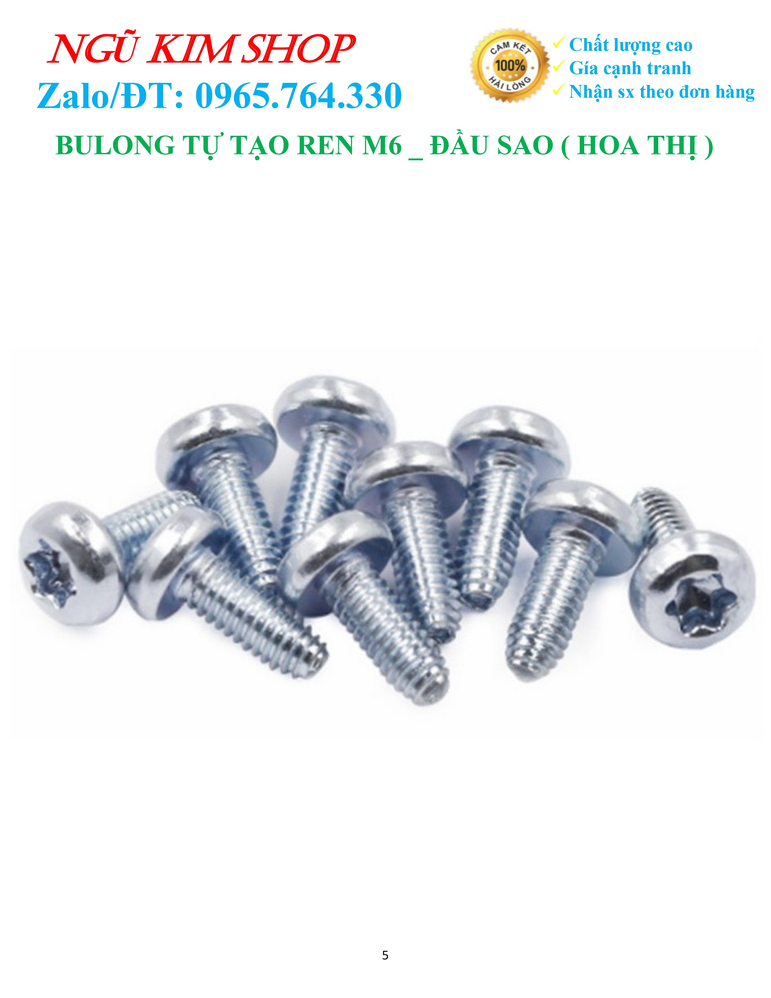 BULONG TỰ TẠO REN M6 _ ĐẦU SAO