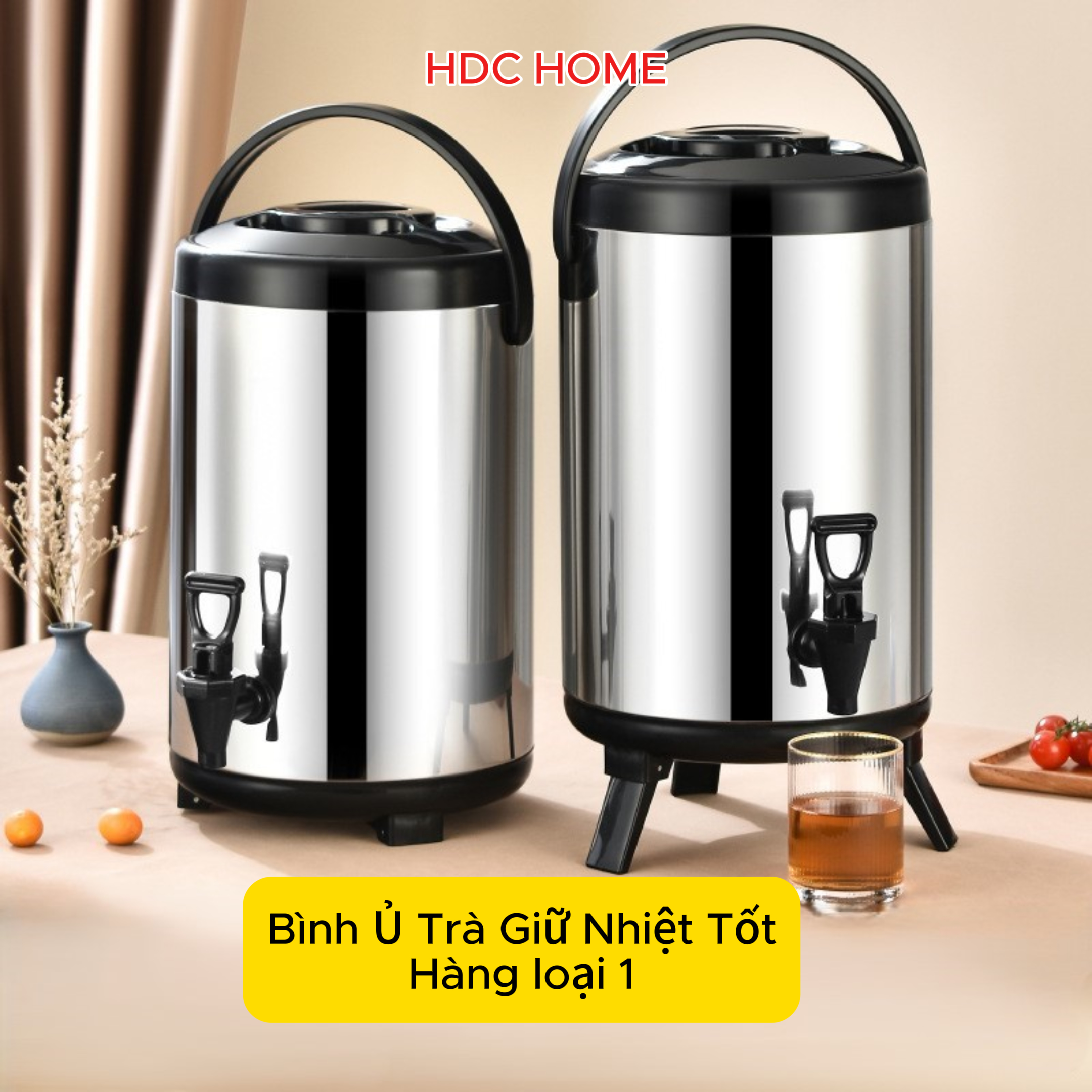 Hình ảnh Bình Ủ Trà, Bình Đựng Trà Sữa Giữ Nhiệt Cỡ Lớn, Chất Liệu INOX 304