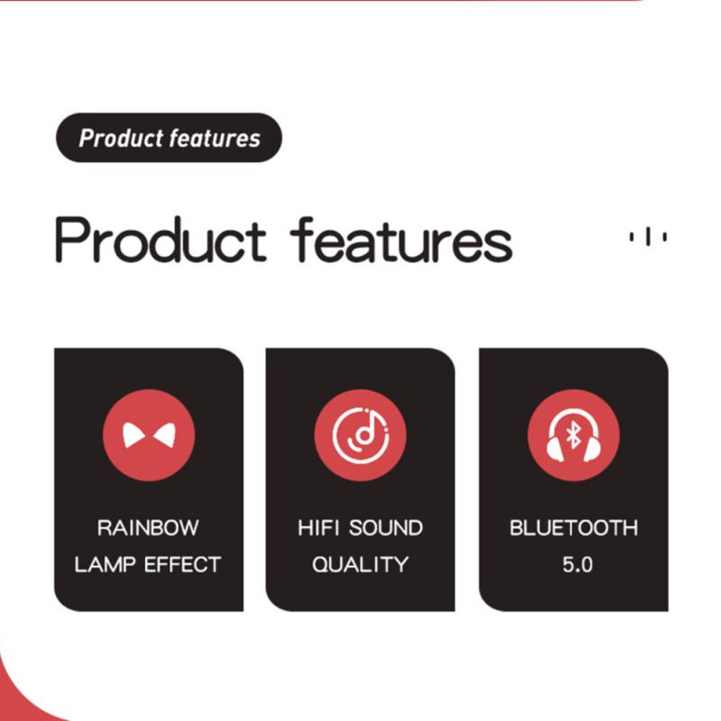 Dạ Quang Tai Nghe Tai Nghe Bluetooth Không Dây-Tai Nghe Tương Thích Tai Mèo Dễ Thương Nhạc Điện Thoại Di Động Máy Tính Có Micro
