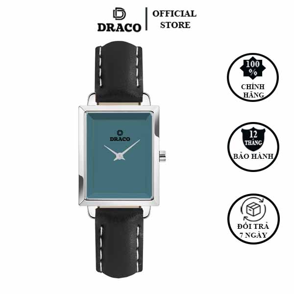 Đồng hồ nữ Draco D23-EL04 "Elegant" trắng kết hợp chất liệu dây da bò màu đen-phụ kiện thời trang nữ nhẹ nhàng tinh tế