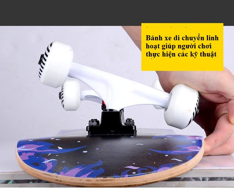 Ván Trượt Mặt Nhám Skateboard Chuẩn Thi Đấu, Mặt Nhám Bánh PU + Khung Hợp Kim Nhôm