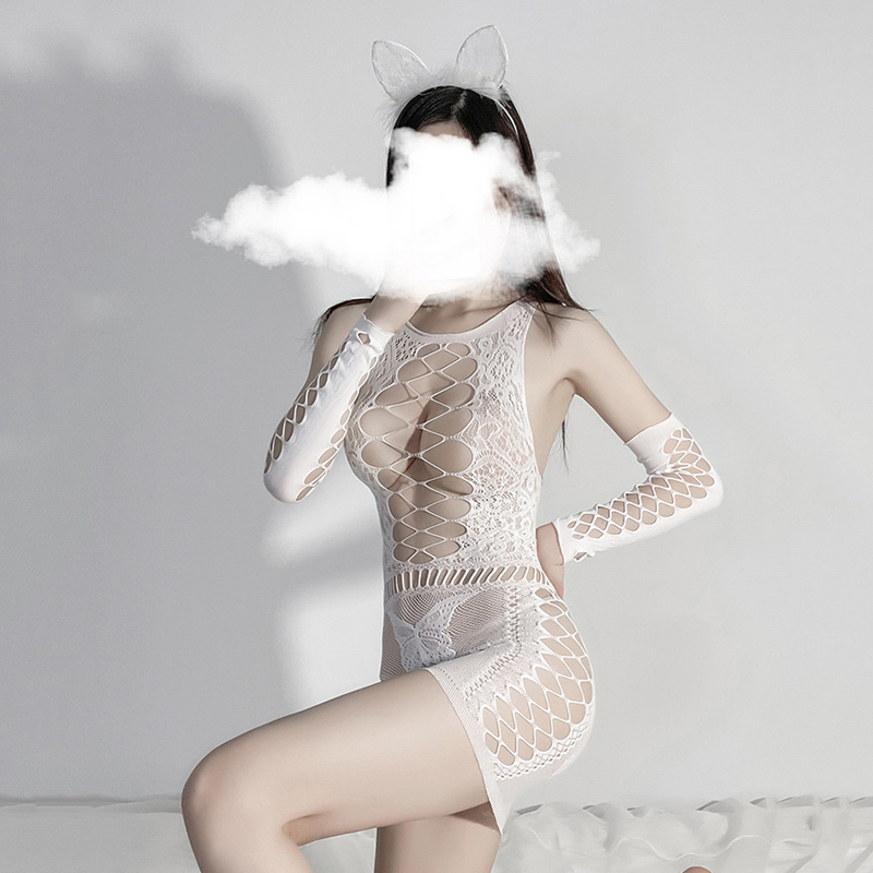 Váy ngủ xuyên thấu kèm găng tay sexy gợi cảm Q443 - Đầm ngủ ren xuyên thấu quyến rũ - Đồ ngủ nữ