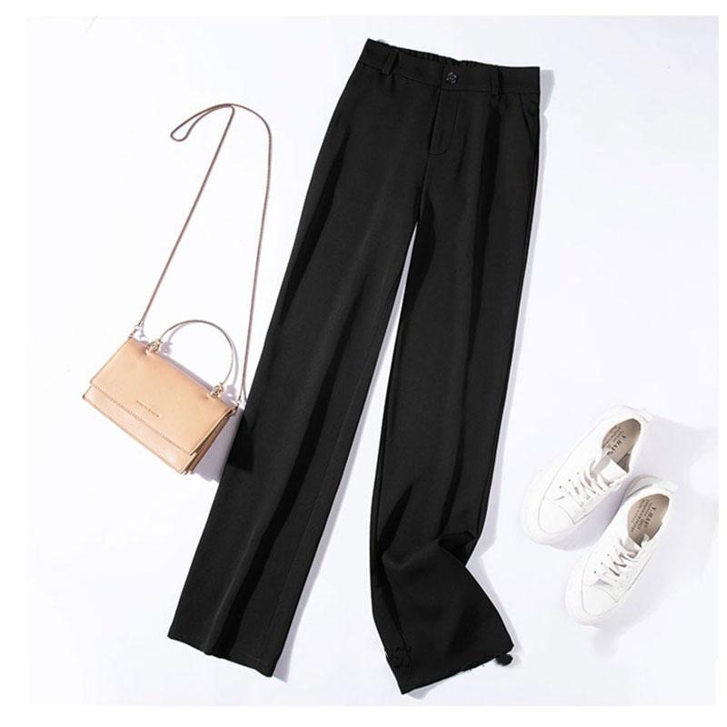 (bigsize) Quần ống rộng suông nữ lưng cao dáng dài culottes có khóa trước cạp co giãn