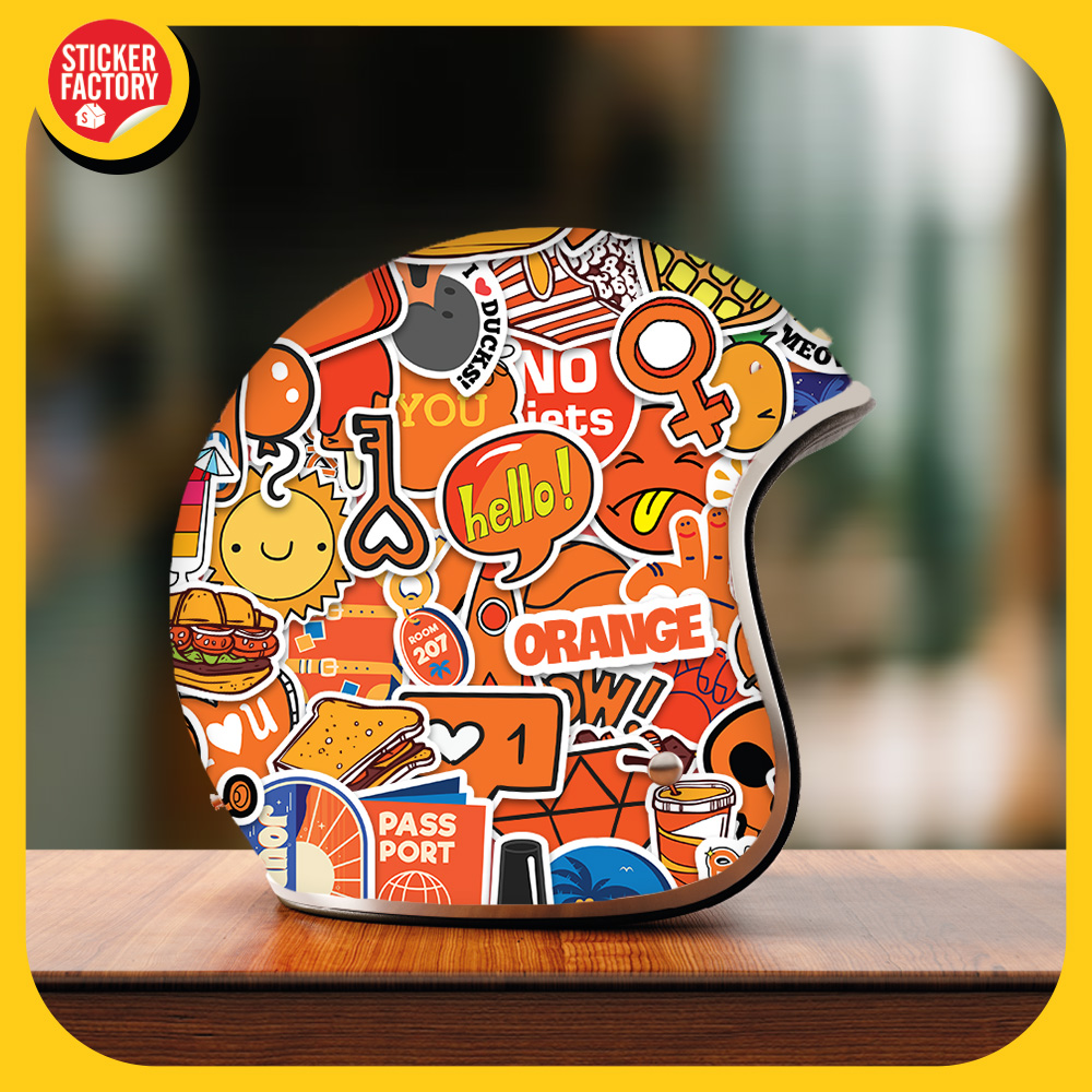 Hình ảnh Orange - Set 100 sticker decal hình dán nón bảo hiểm, laptop, xe máy, ô tô - STICKER FACTORY