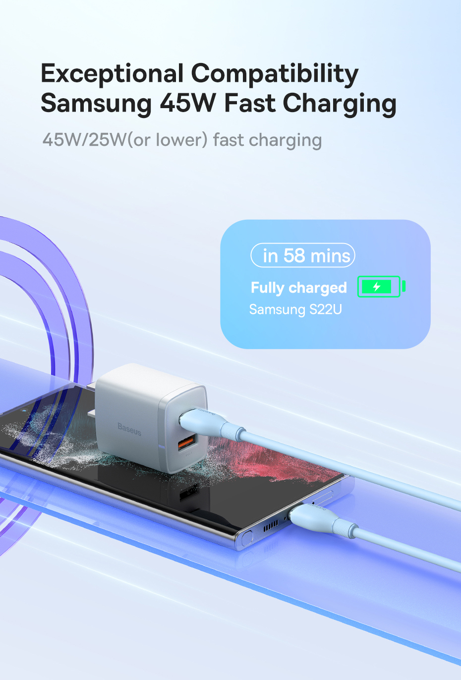 Cáp sạc nhanh, truyền dữ liệu PD 100W, Ba-se-us Pudding Series Fast Charging Data Cable Type-C to Type-C 100W - Hàng chính hãng