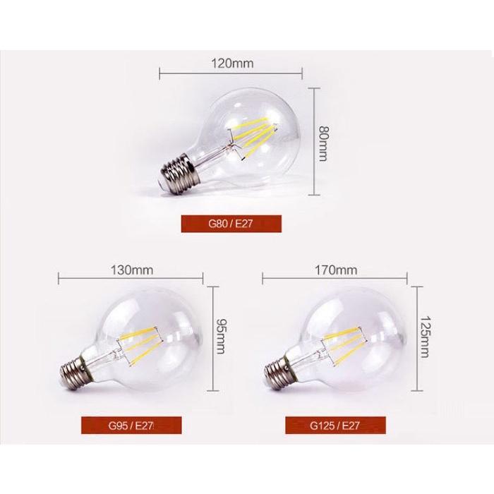 Bóng Đèn Trong Edison G80/G95/G125 Đui Xoáy E27, Bóng Đèn Tròn Trang Trí Phòng Ngủ Phòng Khách Shop Thời Trang Hàng Chính Hãng