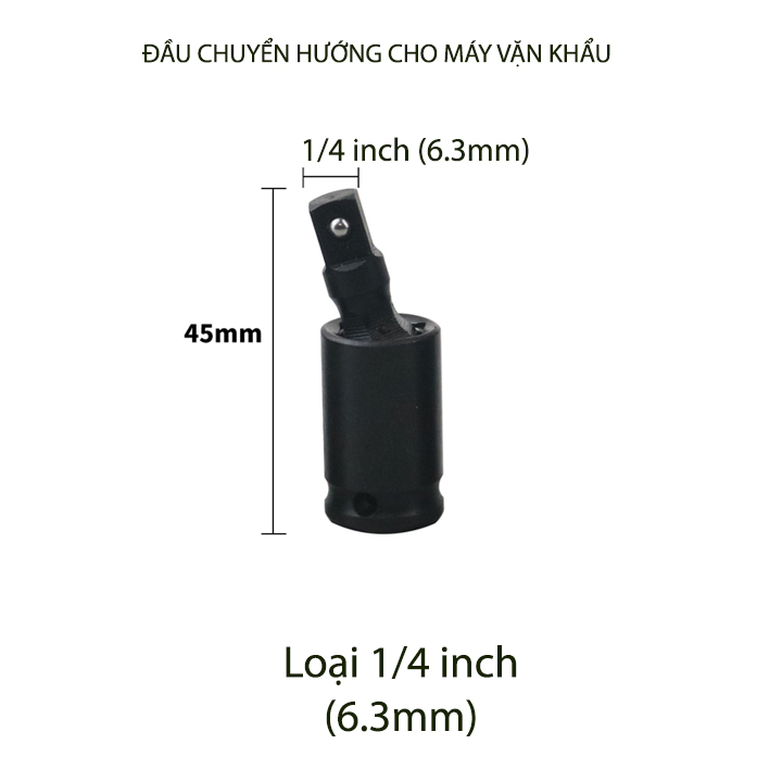 Đầu nối chuyển hướng dùng để cho các loại khẩu, cỡ 1/4-3/8-1/2 inch tùy chọn, bằng hợp kim thép CR-MO cứng bền