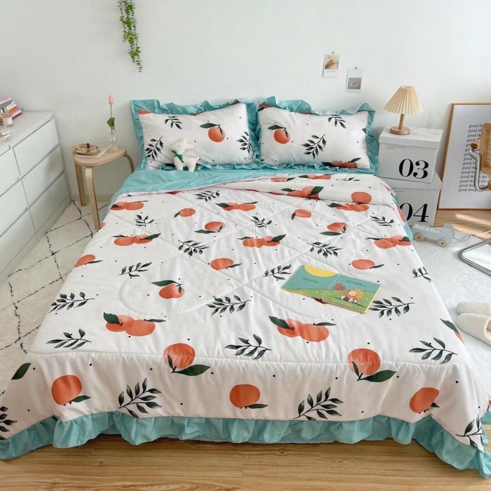 Bộ chăn ga gối dễ thương chất đũi mềm mại