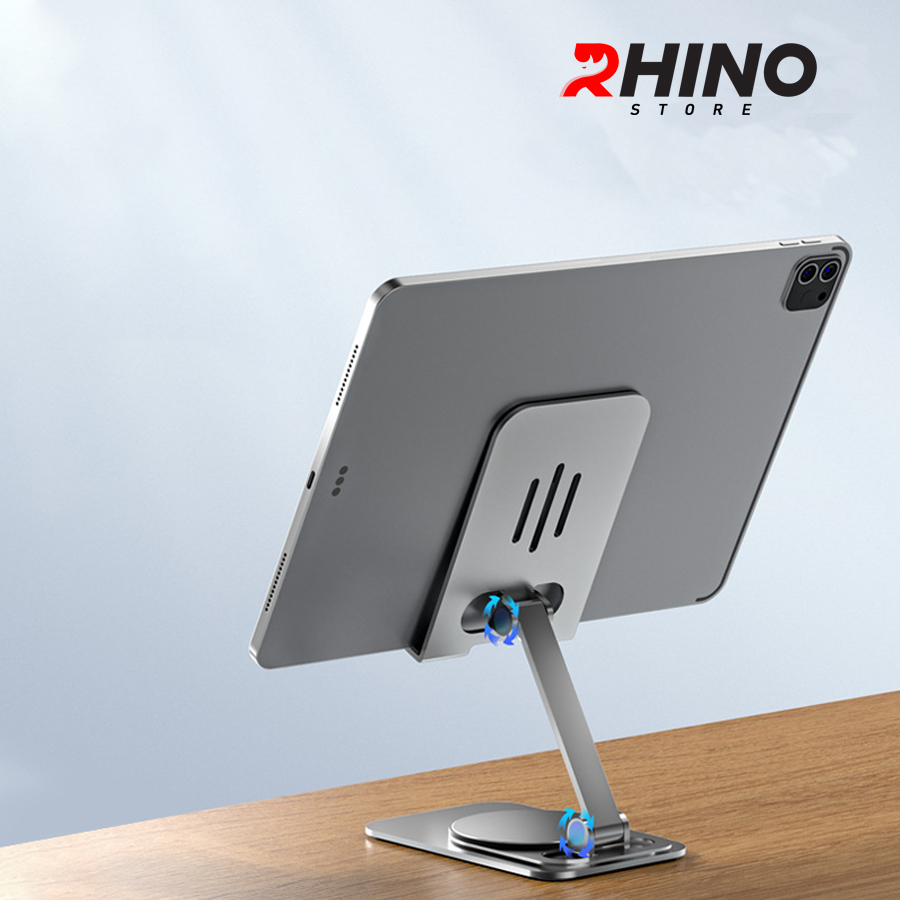 Kệ đỡ điện thoại, ipad 360° Rhino KP301, giá đỡ nhôm cao cấp để bàn tiện lợi có thể gấp gọn - hàng chính hãng