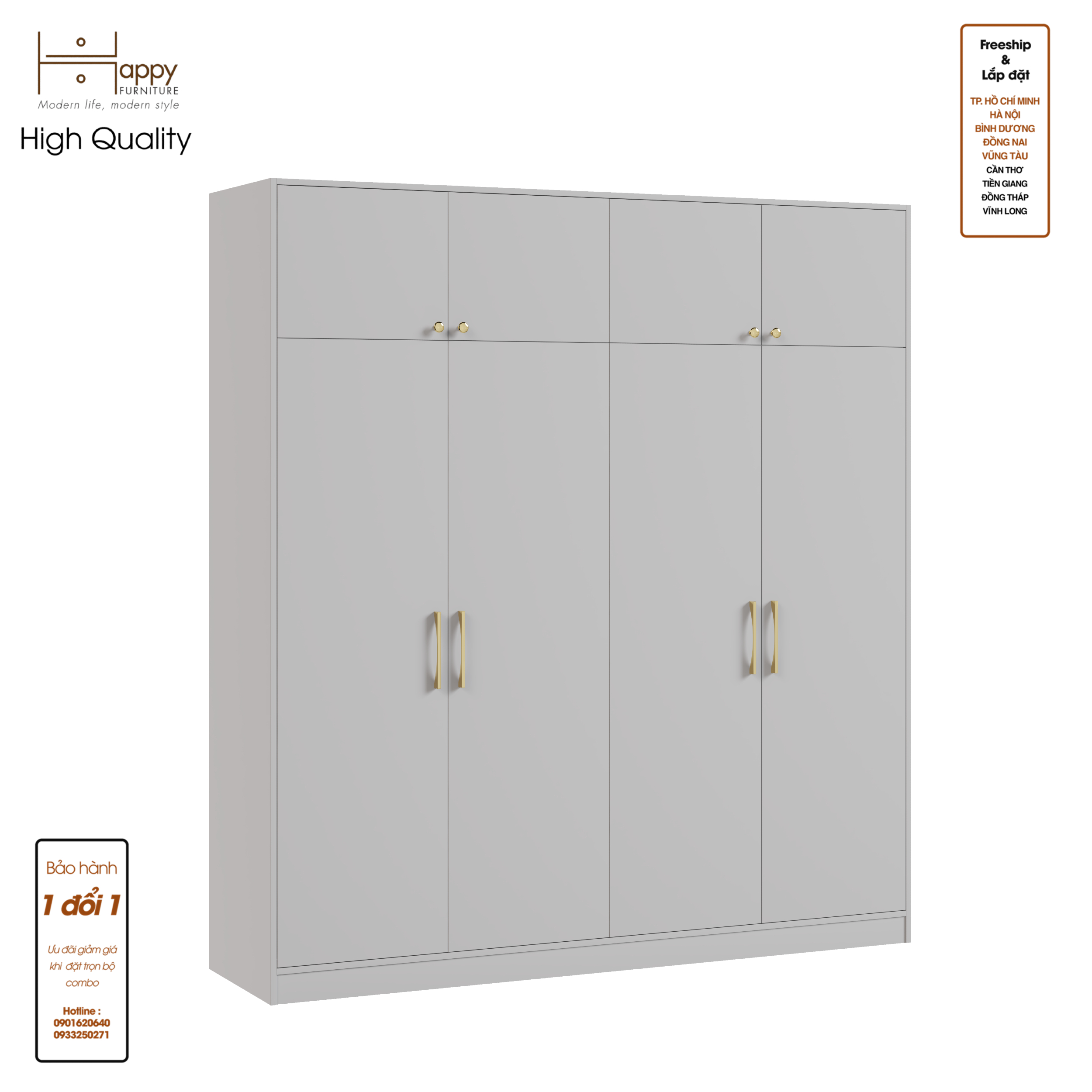 [Happy Home Furniture] ELEGANT, Tủ quần áo 2mx2m2 , 200cm x 54cm x 220cm ( DxRxC), TCM_047