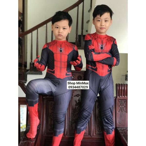 Trang phục hoá trang người nhện Spider Man kèm mũ trùm, chất thun co dãn thoáng mát