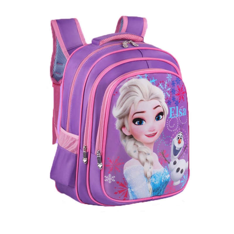 Balo in hoạt hình 3D Elsa cho học sinh lớp 1 thích hợp cho các bé gái 42x32x22cm