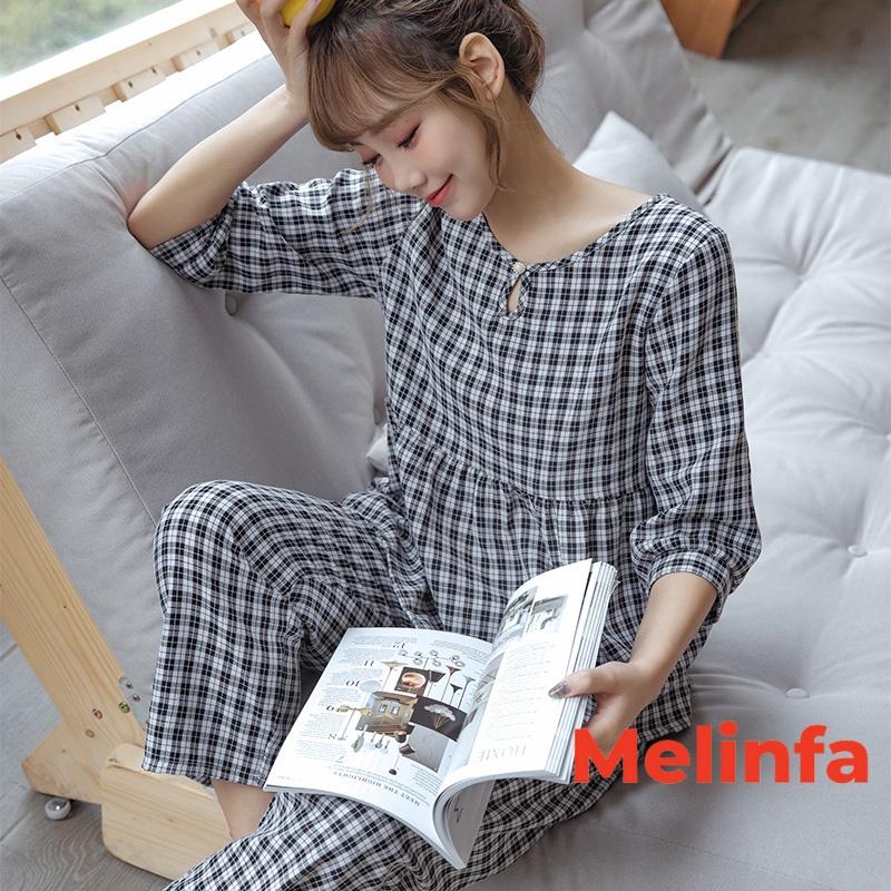 Bộ đồ ngủ quần dài nữ vải bông Cotton tự nhiên mềm mại thoáng mát, bộ Pyjamas mặc nhà nữ mã VABD0282