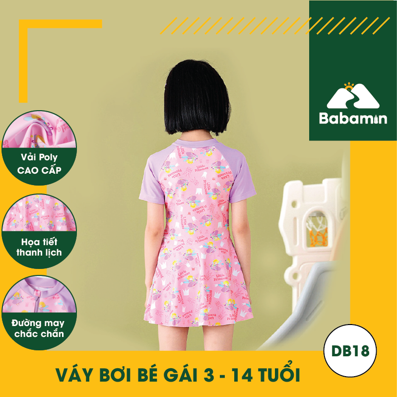 Đồ Bơi Bé Gái 3 - 15 Tuổi, Váy Bơi Cao Cấp Quần Liền Thời Trang - DB18