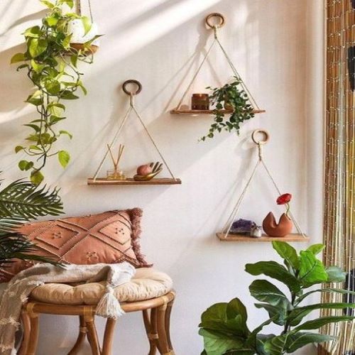 Set 3 kệ treo tường kệ trang trí kệ treo dây kệ treo dây macrame kệ gỗ
