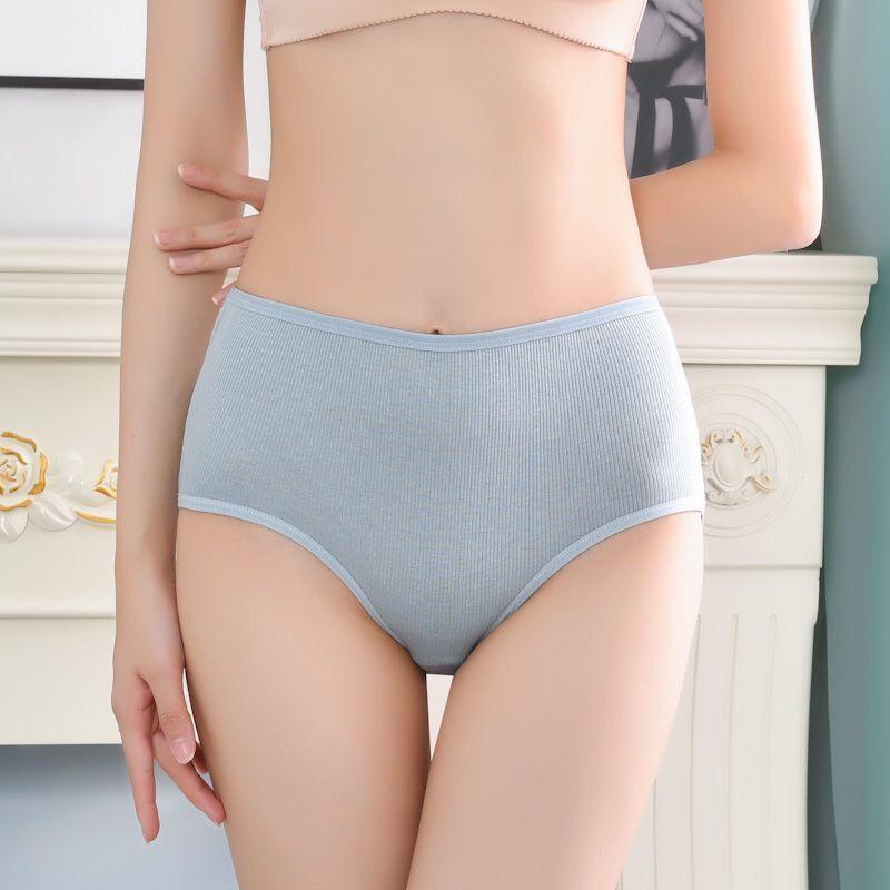 Quần lót nữ CẠP CAO cotton gân tăm, ôm dáng, mềm mịn thoáng Khí, thấm hút mồ hôi tốt, vải dày dặn Women Trắng - Da