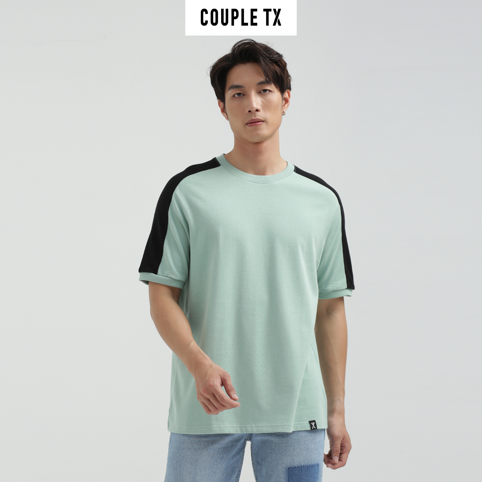 COUPLE TX - Áo Thun Nam Relax Fit Rã Vai Phối Màu MTS 1202