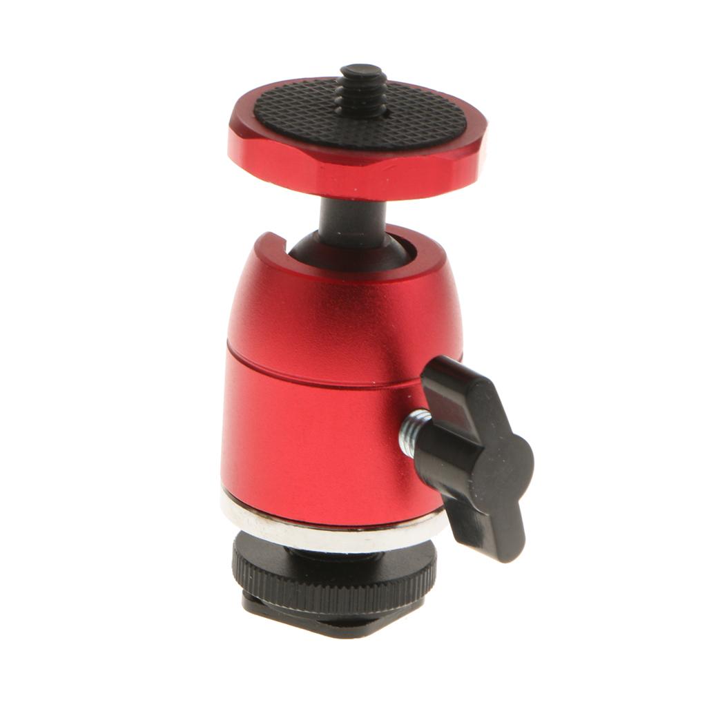 360° Swivel Ball Head 1/4''Screw Mount Tripod Hot Shoe for DSLR/SLR Black