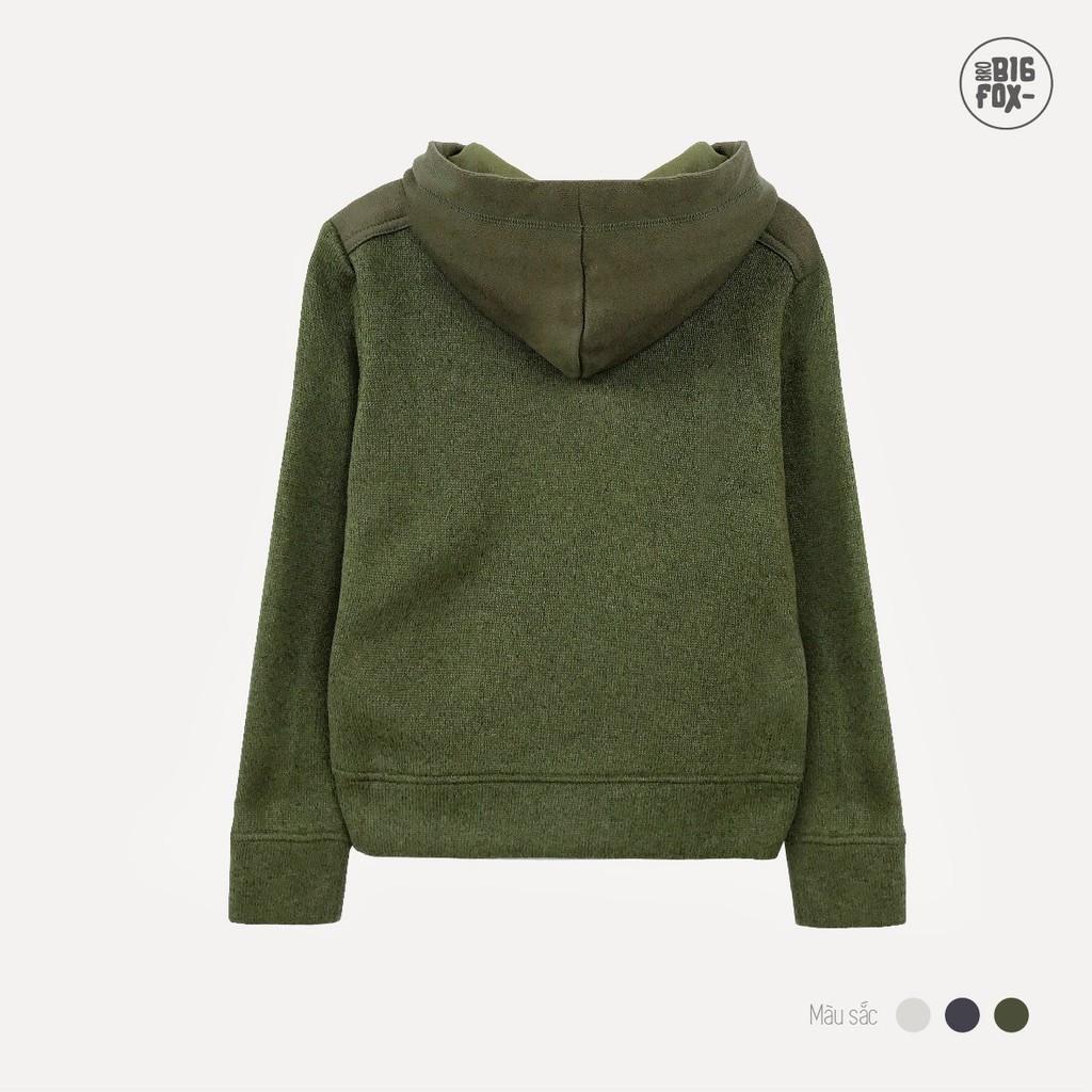 Áo bé trai BIGFOX - MISS MEOW thu đông, áo len cho bé dài tay có mũ hoodie size đại đáp vai túi ngực 18-46 kg