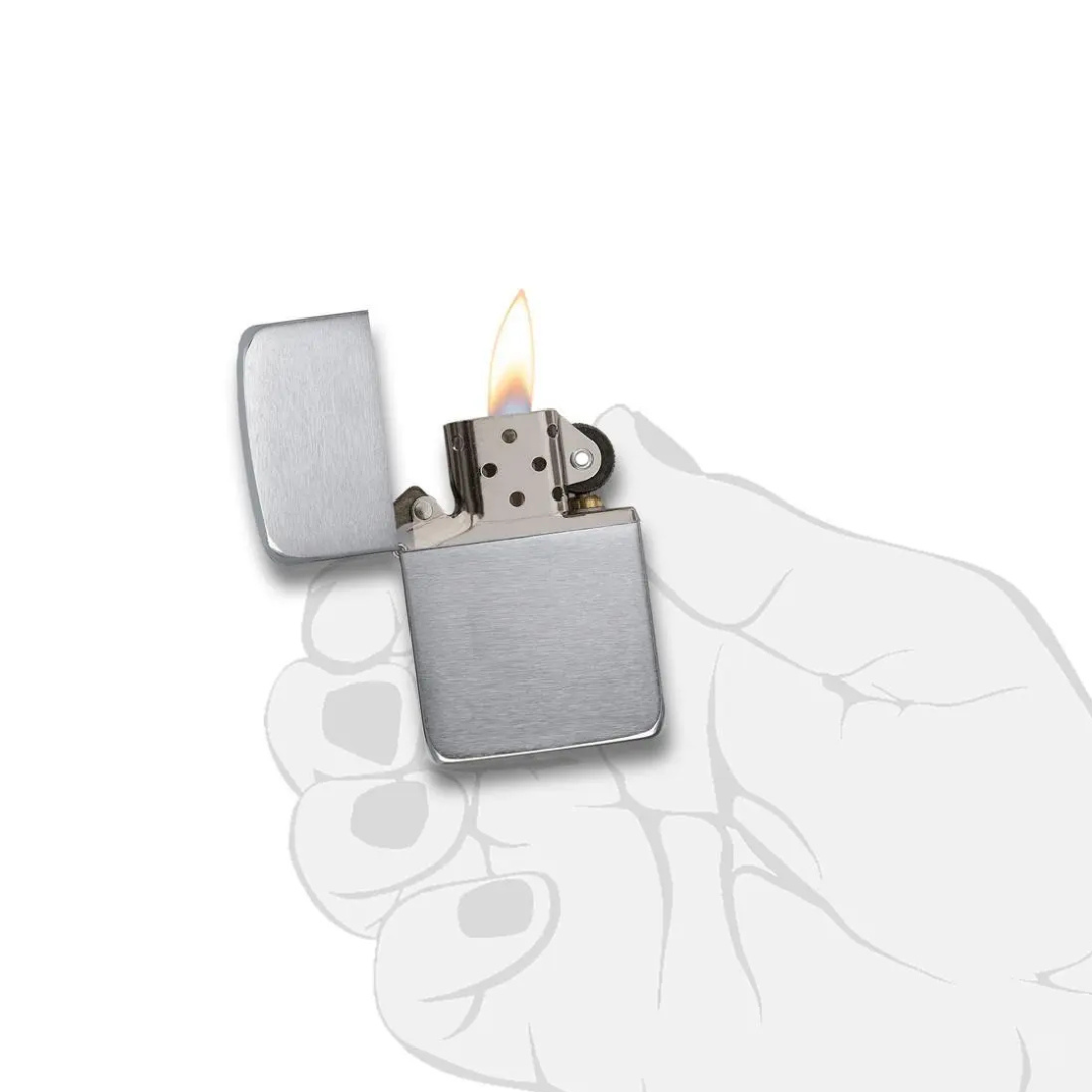 Bật lửa Zippo 1941 Replica Brushed Chrome - Bản Tái Bản Thập Niên 40 Vỏ Đồng Mạ Chrome Xước, Chính Hãng Mỹ, Bản Lề 4 Chấu