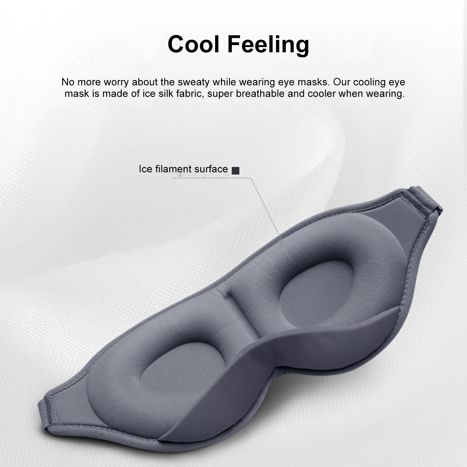 3D Sleep Mask Sleeping Eye Mask Light Blocking Sleep Masks for Women Men Skin-Friendly Breathable Blindfold Ice Silk Eye Mask