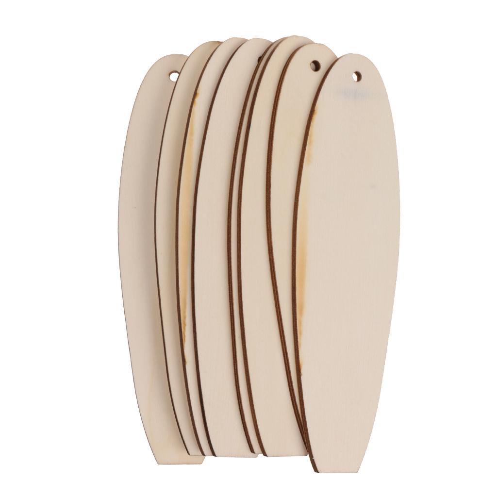 Set 8 Tấm Thẻ Gỗ Trơn Có Lỗ Treo Dùng Làm Thủ Công Đa Năng