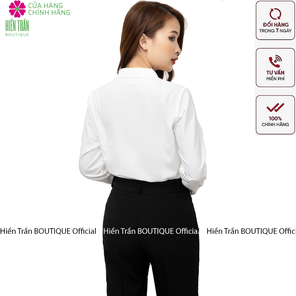 Áo sơ mi nữ Hiền Trần BOUTIQUE dài tay form rộng kiểu sơmi màu trắng xanh thời trang công sở đi học