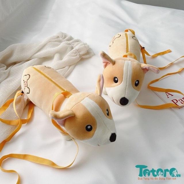 Túi đeo chéo bông chó Corgi size 35cm