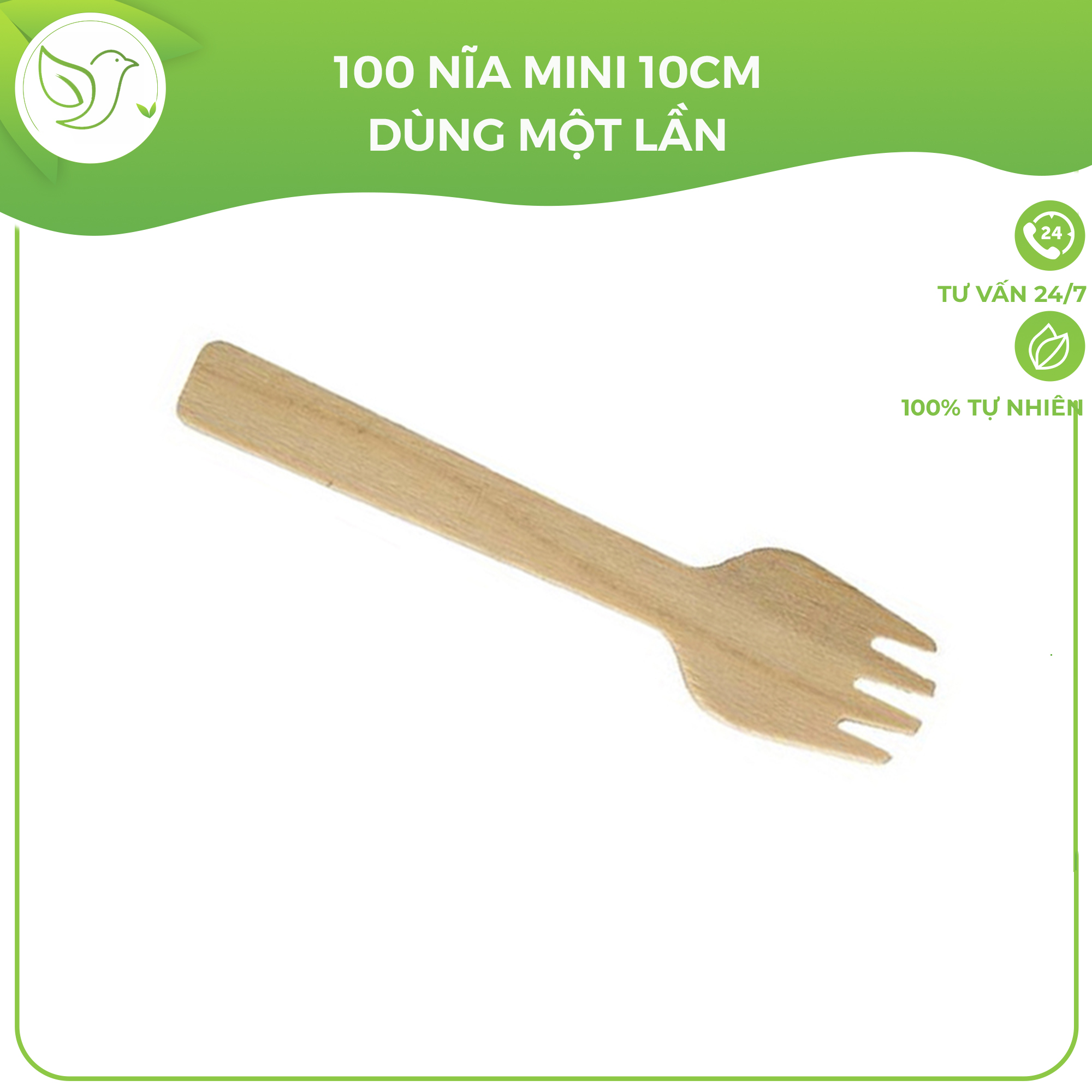 100 Nĩa gỗ mini dùng một lần 10cm kiểu Nhật, 100% tự nhiên, an toàn, tiện lợi