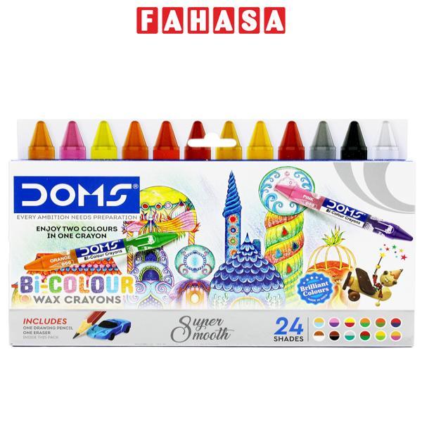 Hộp 12 Bút Sáp Màu 2 Đầu Bi-Colour Wax Crayons - DOMS 7495