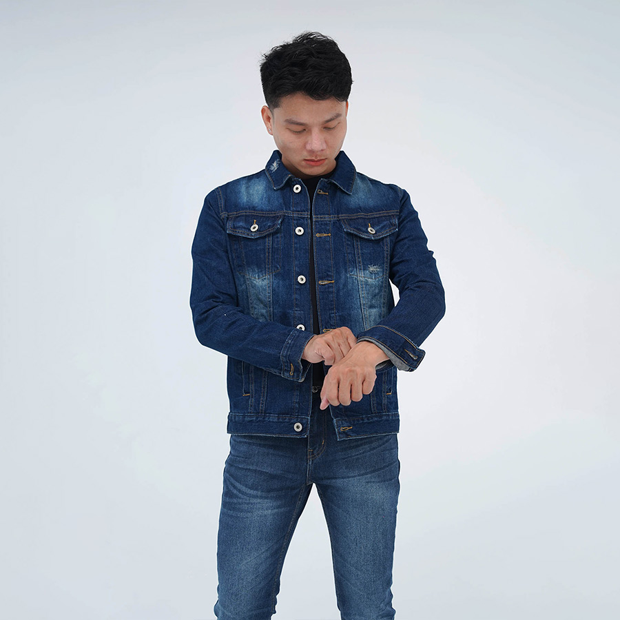 Áo Khoác Nam Jeans Cao Cấp HUNTER X-RAYS Form Straight Cotton Màu Xanh Wash Rách – Hunter X-Rays K11