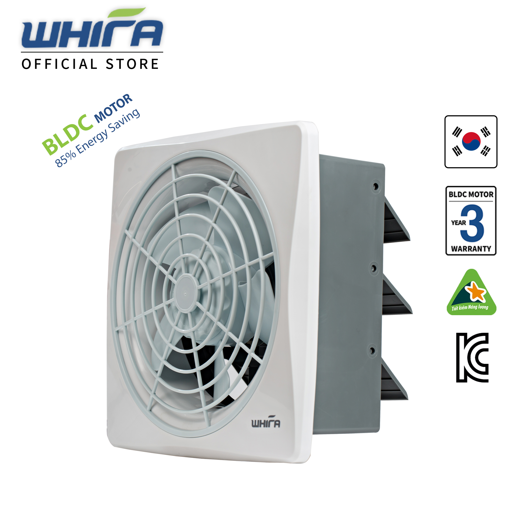 Quạt Hút Thông Gió Gắn Tường WHIFA VTS-20WI (M) 8 Inch Màu Trắng - Hàng Nhập Khẩu