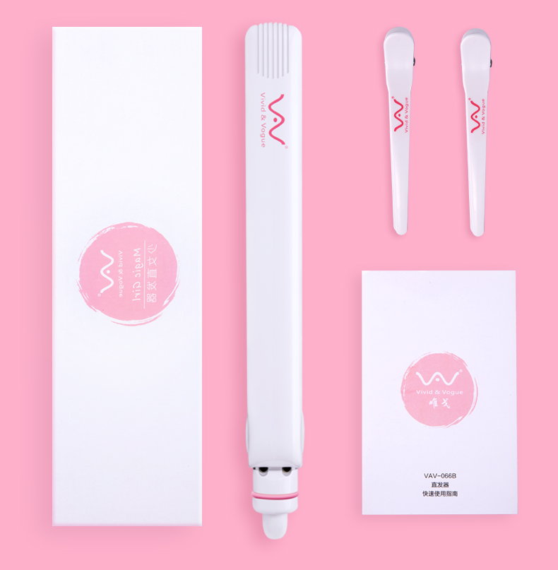Máy uốn ép tóc 2In1 VIVID&VOGUE️ VAV066B/Màu Trắng, máy làm tóc mini tạo xoăn và ép thẳng chứa tinh dầu Keratin Argan-Hàng chính hãng